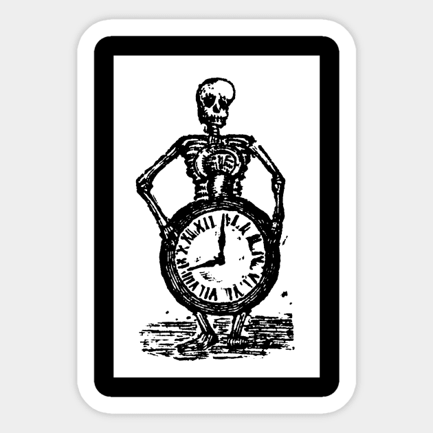 Day of the Dead  Skeleton with Clock Sticker by Scarebaby